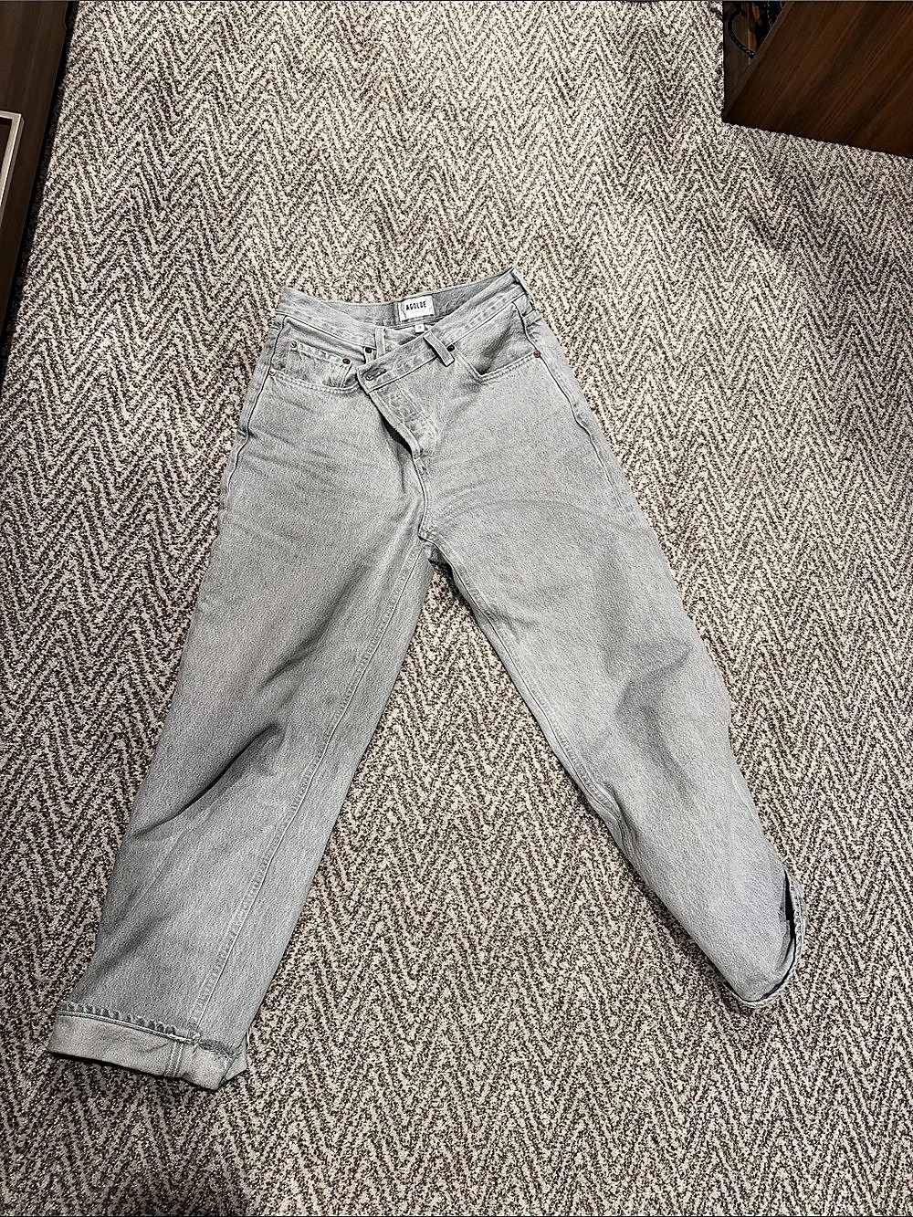AGOLDE Criss Cross Upsized Jean Gray Straight Leg Jeans Waist 28